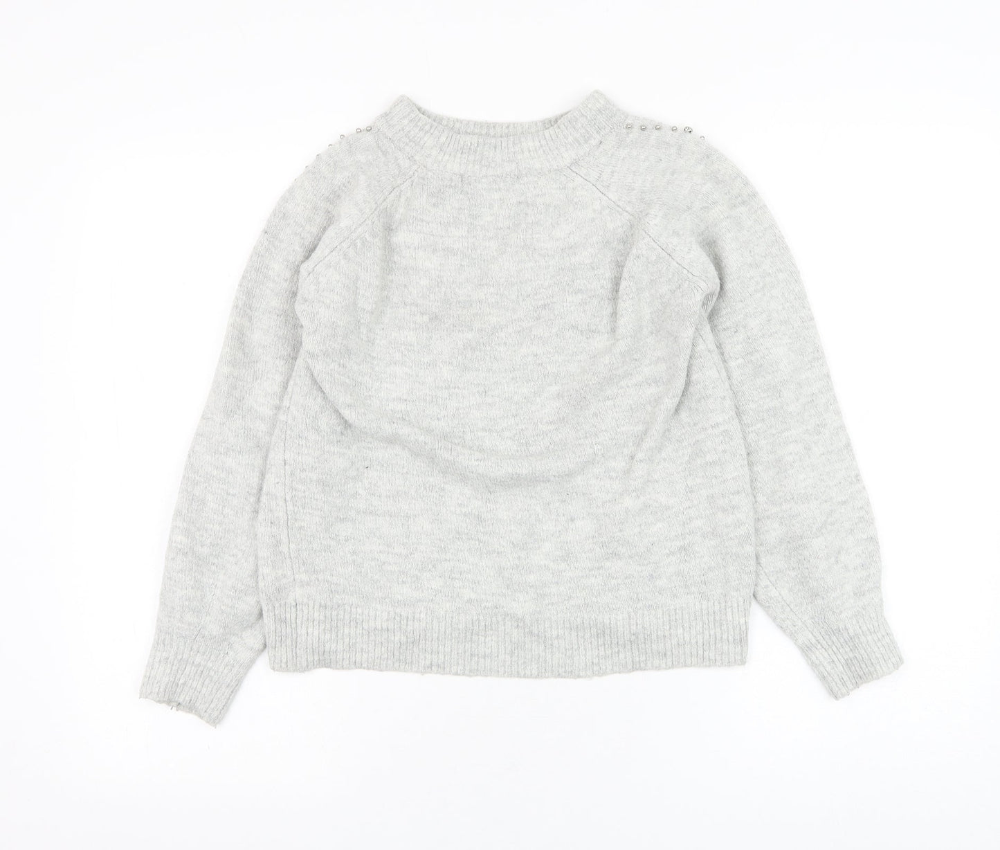 George Womens Grey Round Neck Acrylic Pullover Jumper Size XS