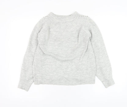George Womens Grey Round Neck Acrylic Pullover Jumper Size XS