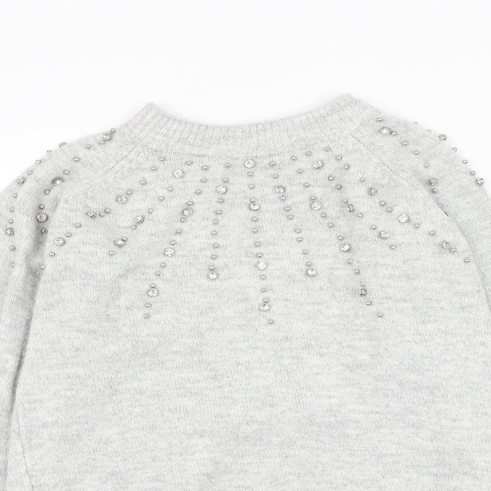 George Womens Grey Round Neck Acrylic Pullover Jumper Size XS