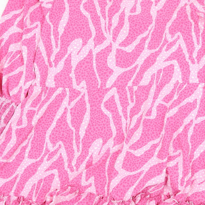Savida Womens Pink Animal Print Polyester Trapeze & Swing Size M V-Neck Pullover