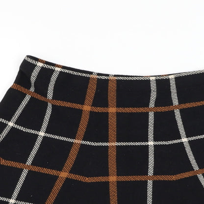 Oasis Womens Black Check Cotton Skater Skirt Size M
