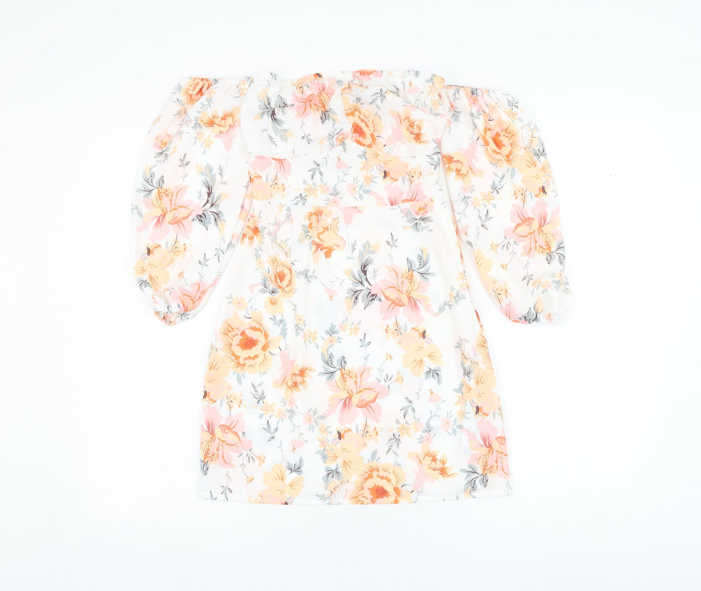 PARISIAN SIGNATURE Womens White Floral Polyester Pencil Dress Size 6 Square Neck Pullover