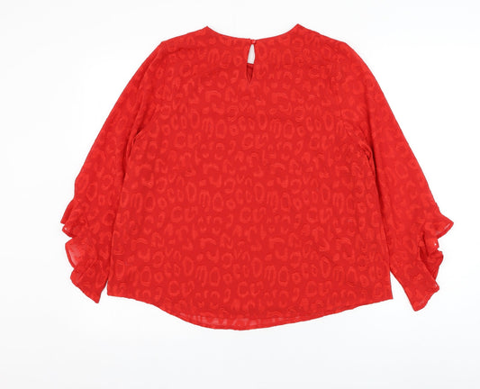 Womens UK Size M Dunnes Stores Red Basic Blouse