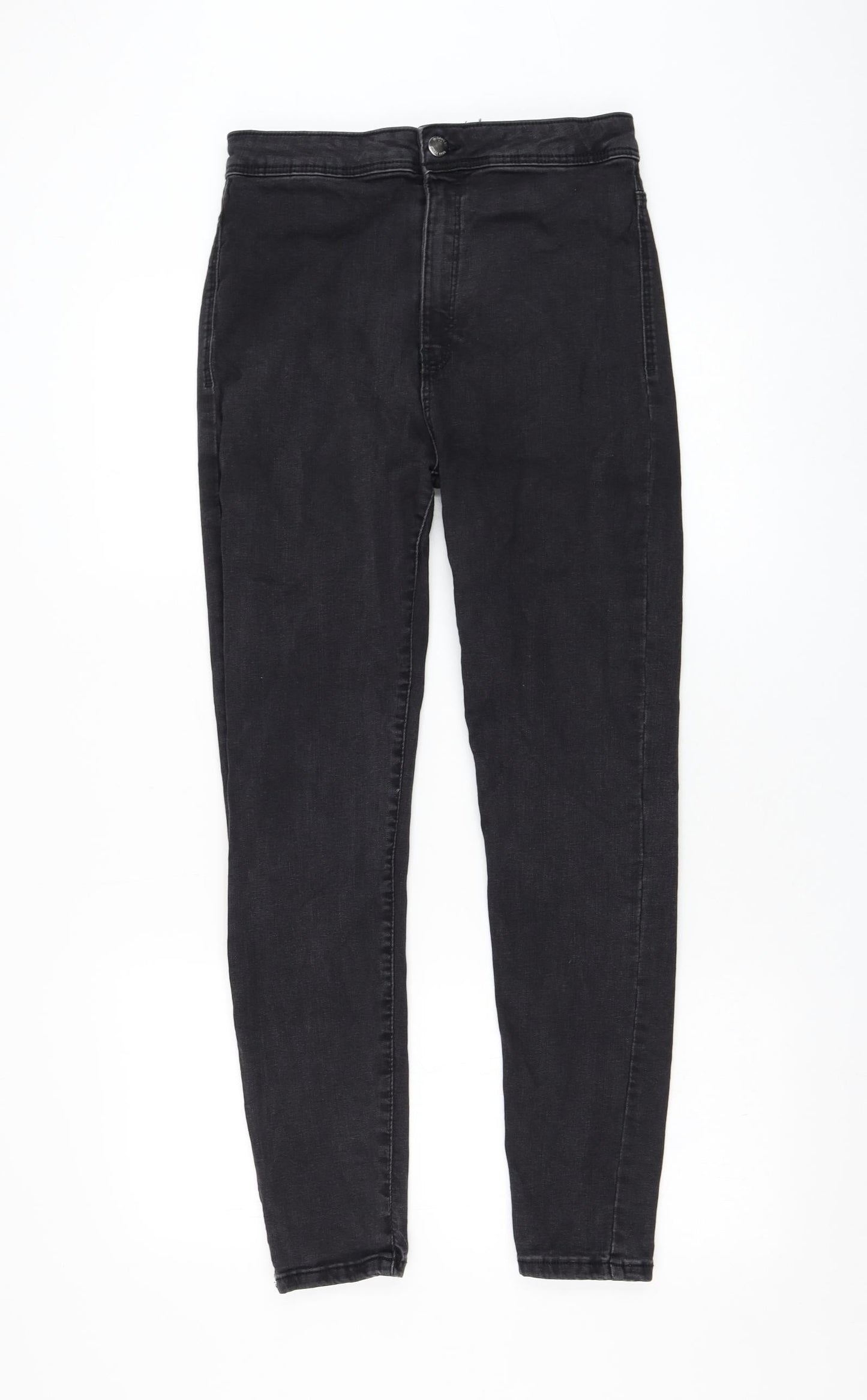 Bershka Womens Black Cotton Skinny Jeans Size 14 L27 in Regular Zip