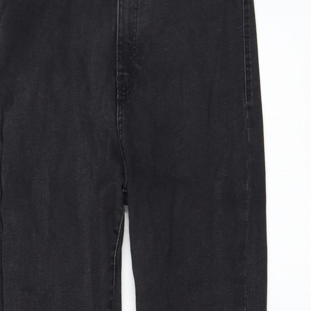 Bershka Womens Black Cotton Skinny Jeans Size 14 L27 in Regular Zip