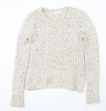 Inspire Collection Womens Beige Round Neck Polyester Pullover Jumper Size M