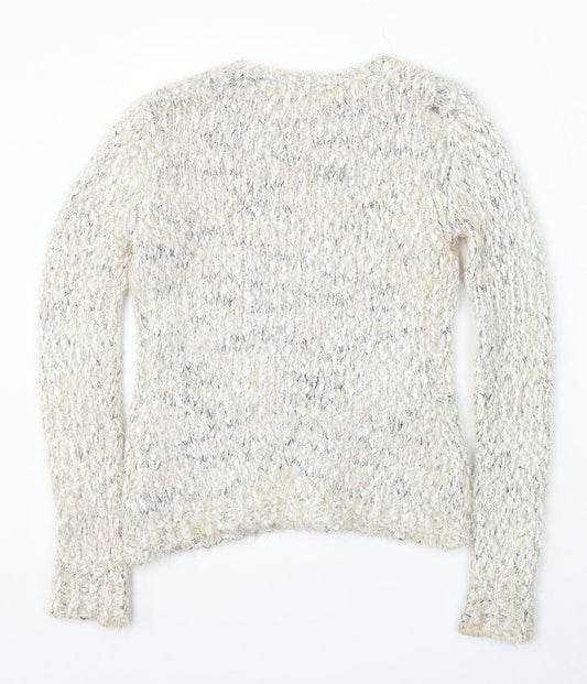 Inspire Collection Womens Beige Round Neck Polyester Pullover Jumper Size M