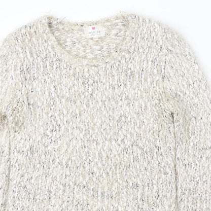 Inspire Collection Womens Beige Round Neck Polyester Pullover Jumper Size M