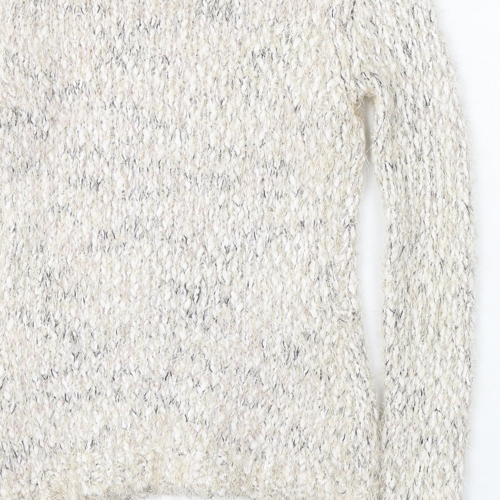 Inspire Collection Womens Beige Round Neck Polyester Pullover Jumper Size M