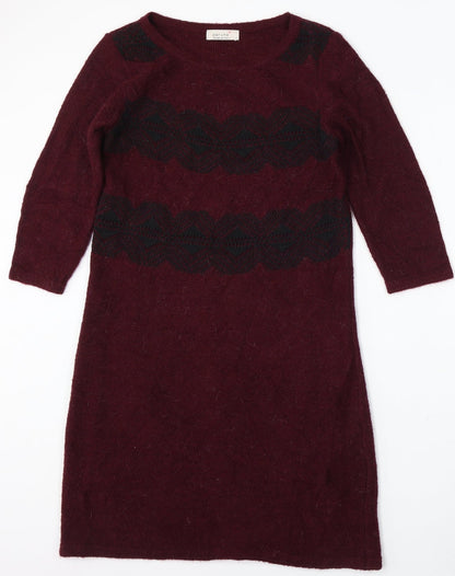 Marks and Spencer Womens Purple Acrylic Jumper Dress Size 10 Round Neck
