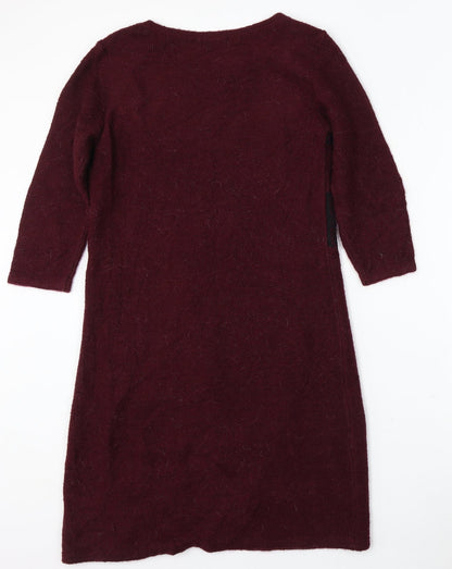Marks and Spencer Womens Purple Acrylic Jumper Dress Size 10 Round Neck
