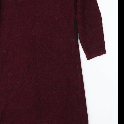 Marks and Spencer Womens Purple Acrylic Jumper Dress Size 10 Round Neck