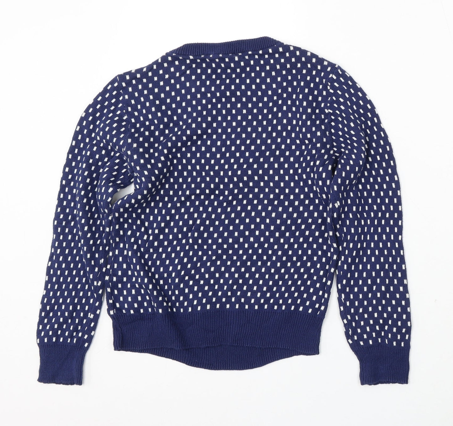 H&M Girls Blue Round Neck Geometric Cotton Pullover Jumper Size 9-10 Years