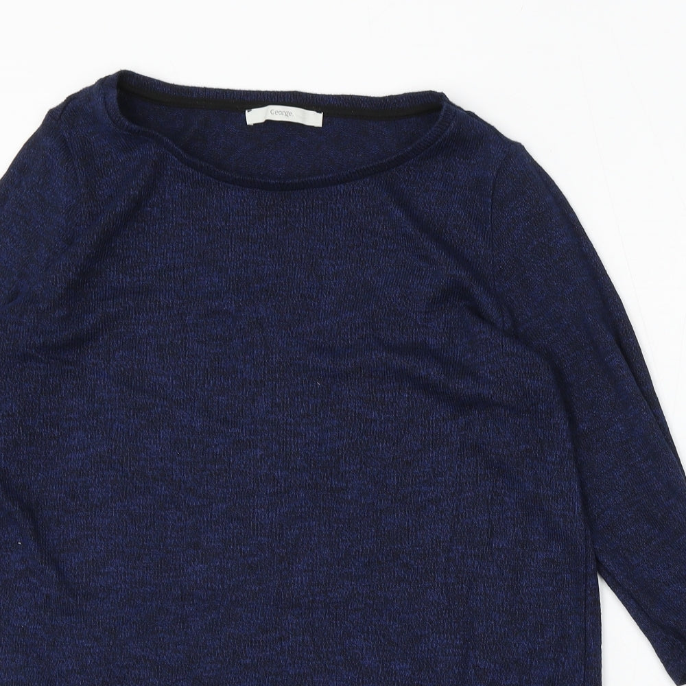 George Womens Blue Round Neck Viscose Pullover Jumper Size 16