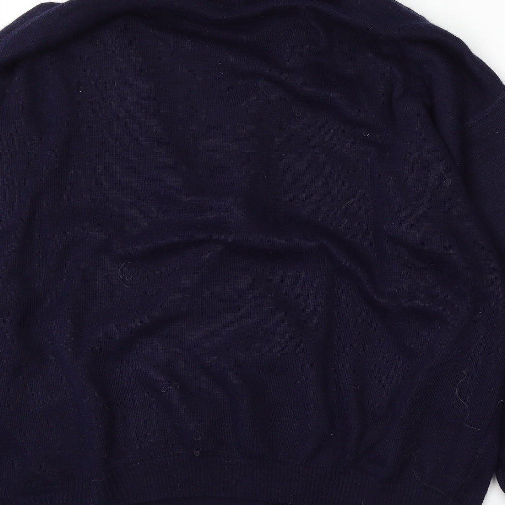 Back to Basix Womens Blue Collared Acrylic Cardigan Jumper Size 12