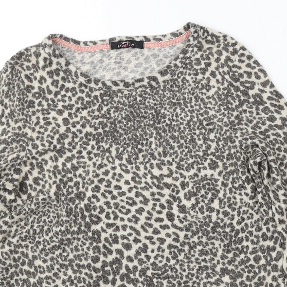 George Womens Multicoloured Round Neck Animal Print Viscose Pullover Jumper Size 10