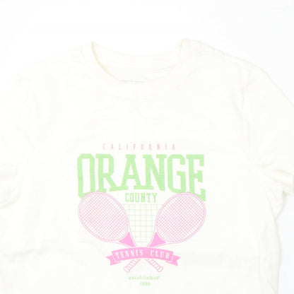 Primark Womens White Cotton Basic T-Shirt Size 10 Round Neck