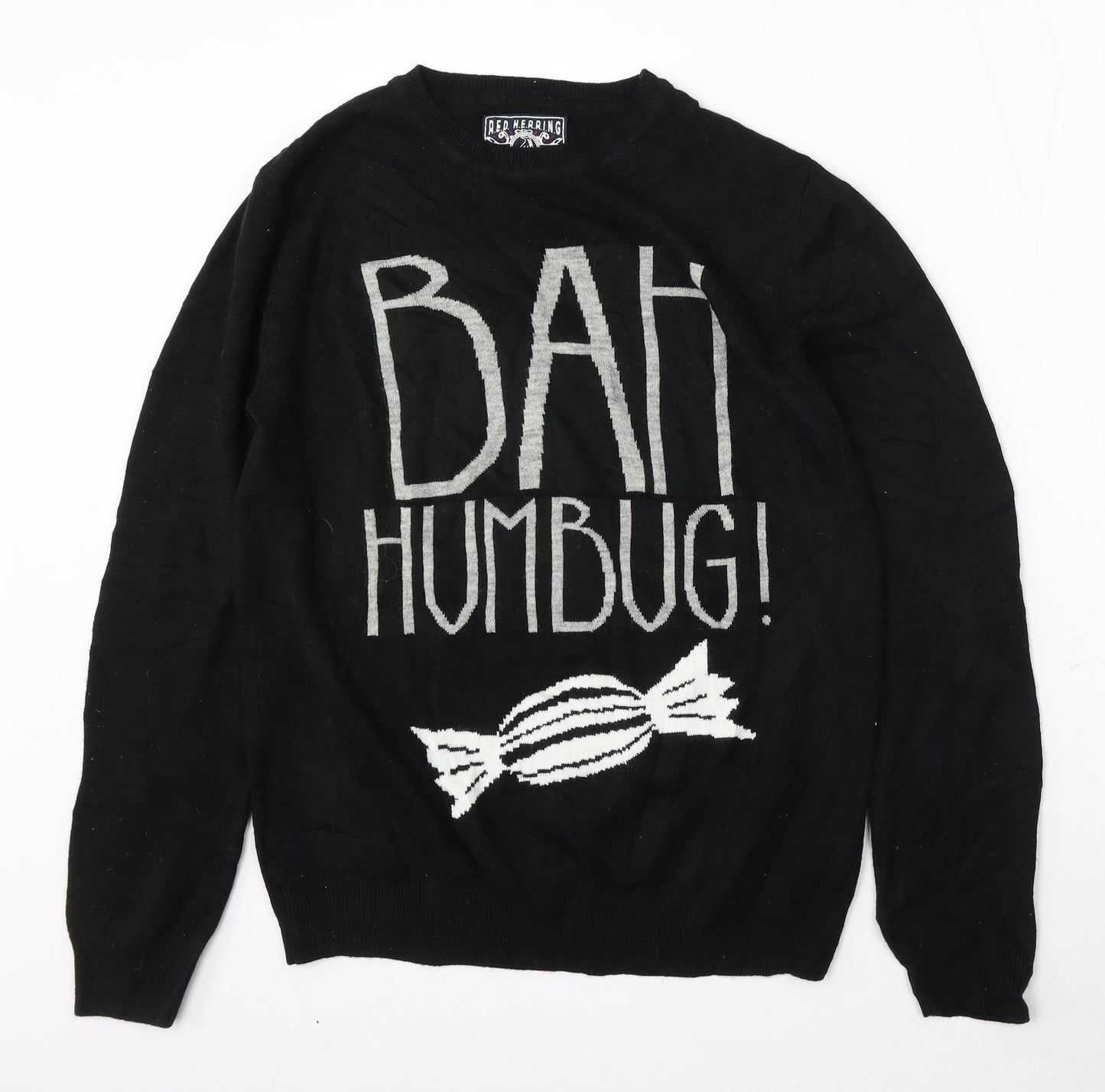 Debenhams Mens Black Round Neck Acrylic Pullover Jumper Size M