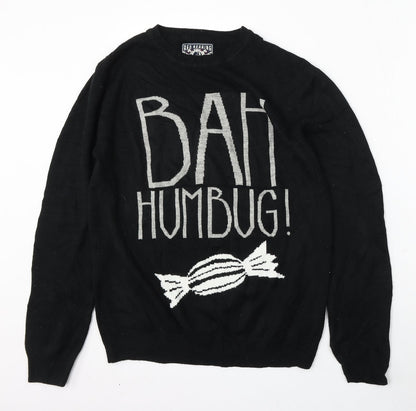 Debenhams Mens Black Round Neck Acrylic Pullover Jumper Size M