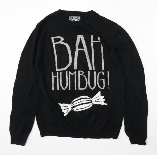 Debenhams Mens Black Round Neck Acrylic Pullover Jumper Size M