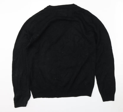 Debenhams Mens Black Round Neck Acrylic Pullover Jumper Size M
