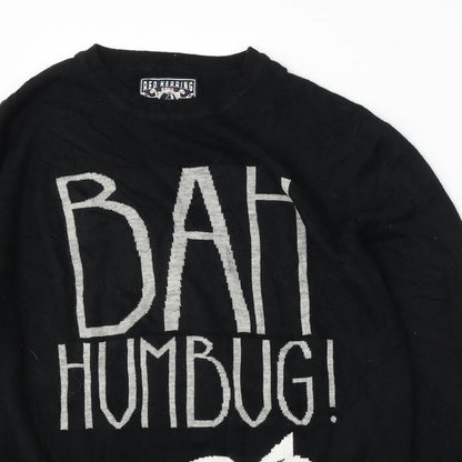 Debenhams Mens Black Round Neck Acrylic Pullover Jumper Size M