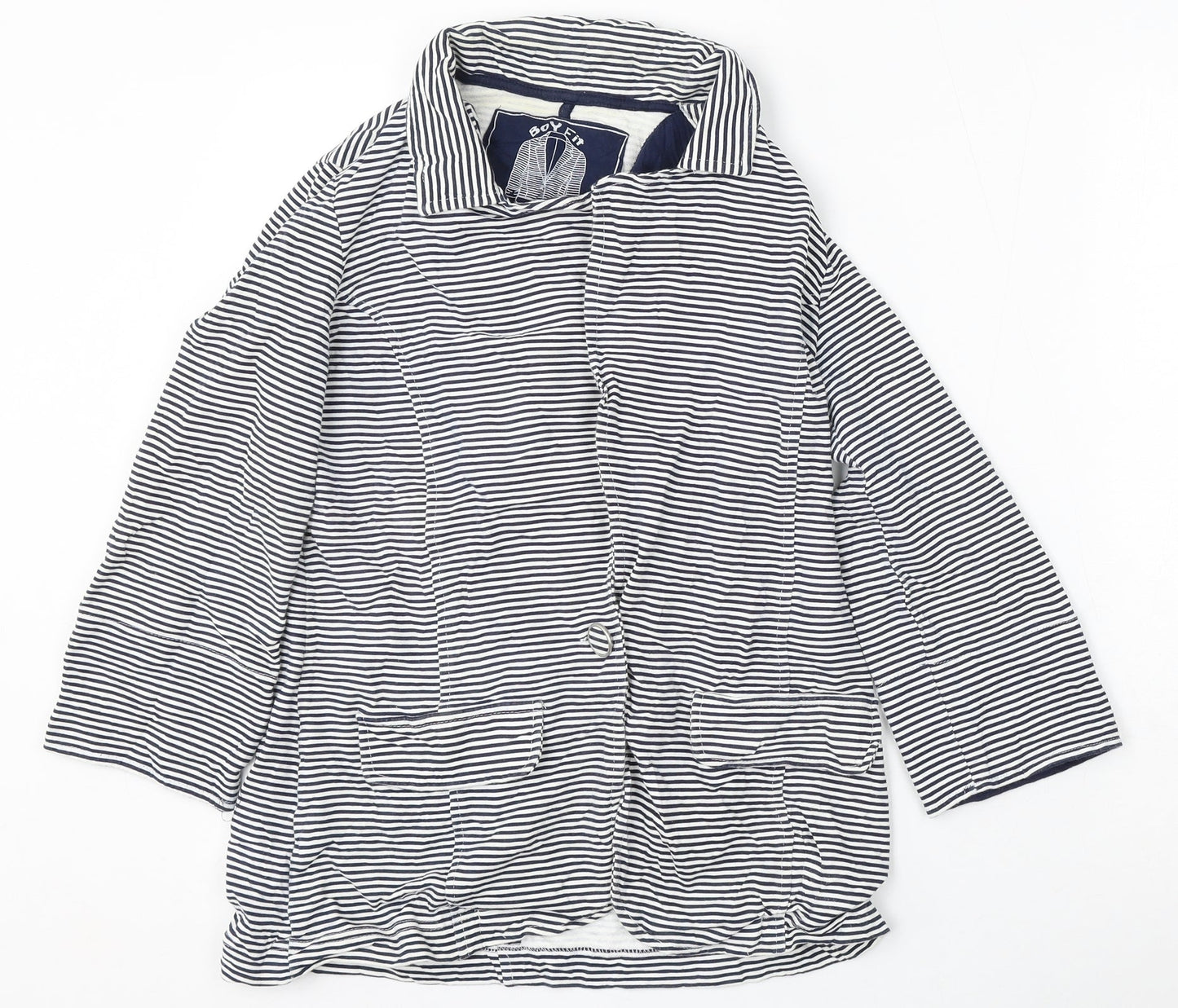 Denim Co Womens Multicoloured Striped Cotton Jacket Blazer Size 8