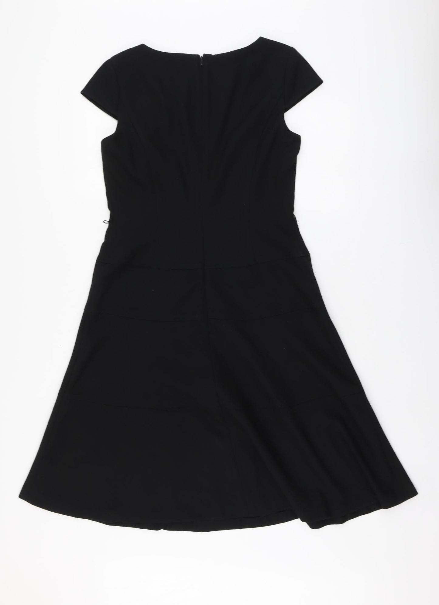 Anne Klein# Womens Black Polyester Skater Dress Size 6 Round Neck