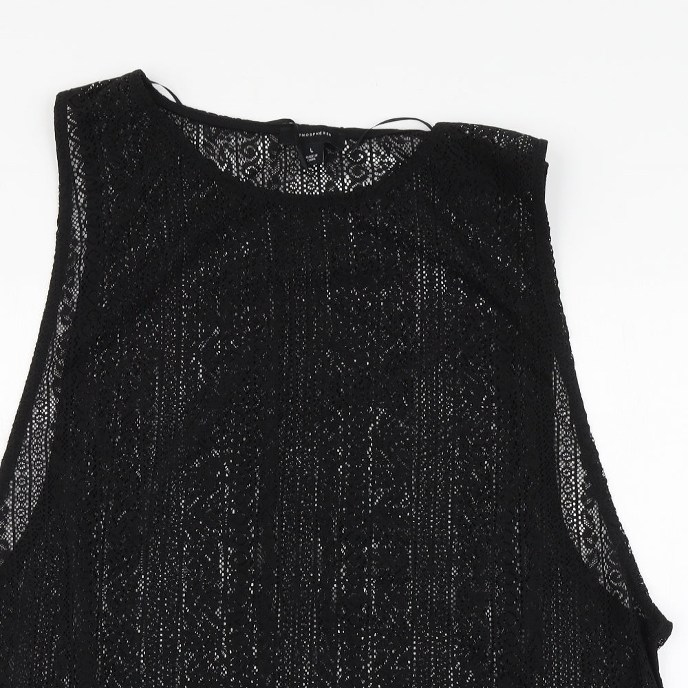 Womens UK Size L Atmosphere Black Basic T-Shirt