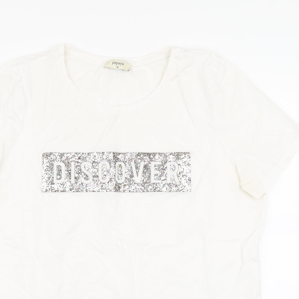 Womens UK Size 16 Papaya White Basic Polo