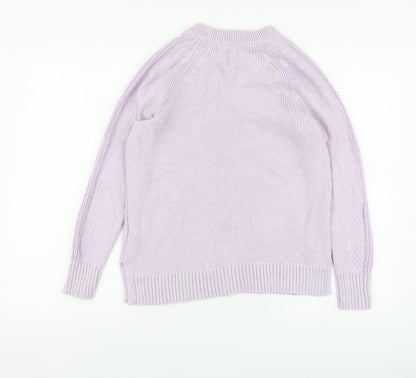 Gap Womens Purple Round Neck Cotton Pullover Jumper Size S