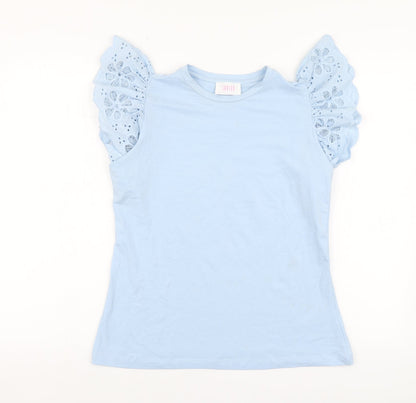 Savida Womens Blue Cotton Basic T-Shirt Size M Round Neck
