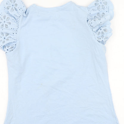 Savida Womens Blue Cotton Basic T-Shirt Size M Round Neck