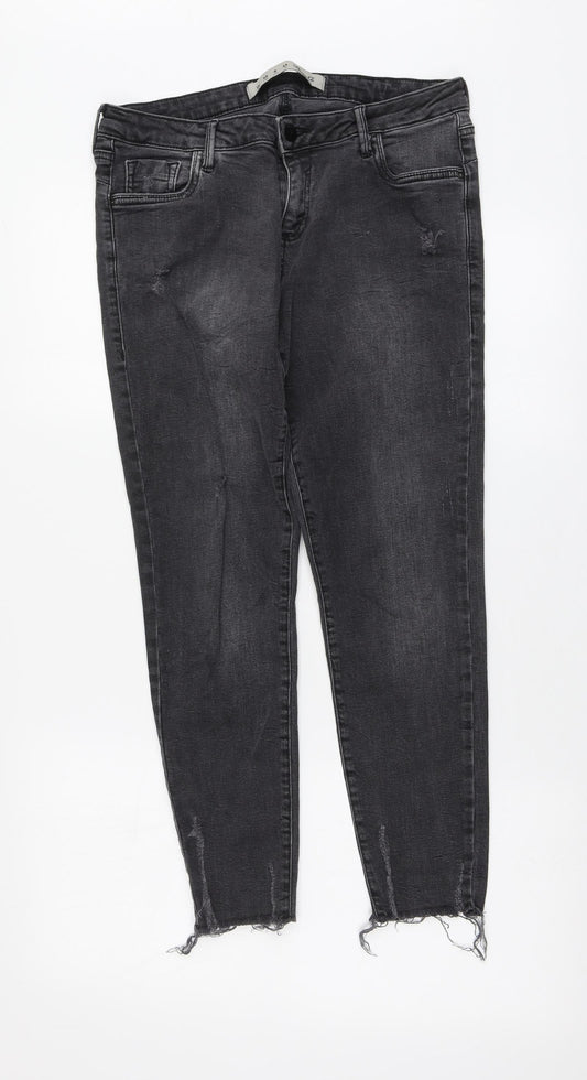 Denim.Co Womens Grey Cotton Skinny Jeans Size 12 L26 in Regular