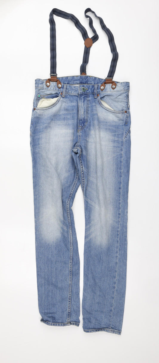 H&M Mens Blue Cotton Tapered Jeans Size 27 L30 in Regular