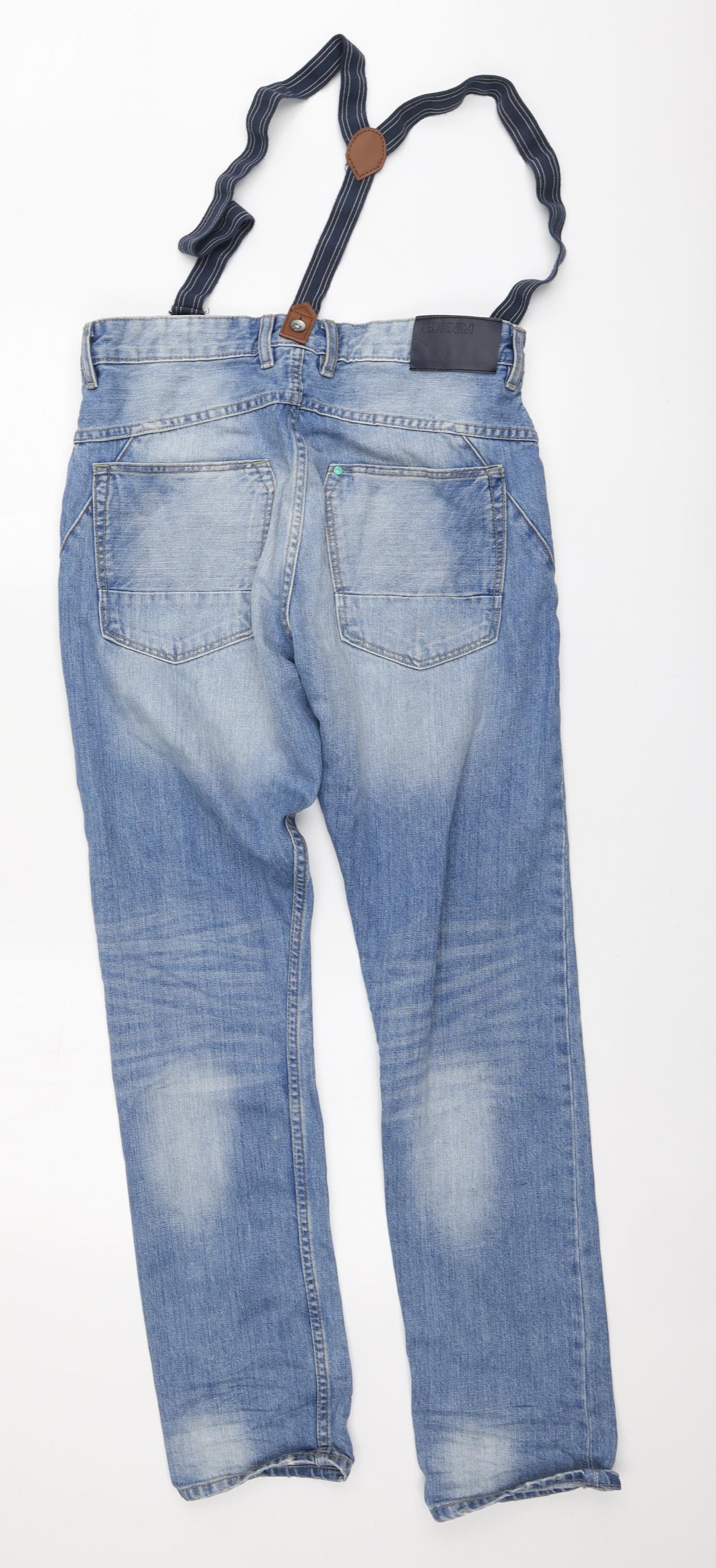 H&M Mens Blue Cotton Tapered Jeans Size 27 L30 in Regular