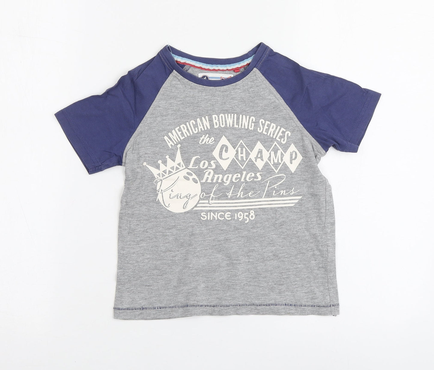 TU Boys Grey Geometric Cotton Basic T-Shirt Size 4 Years Round Neck