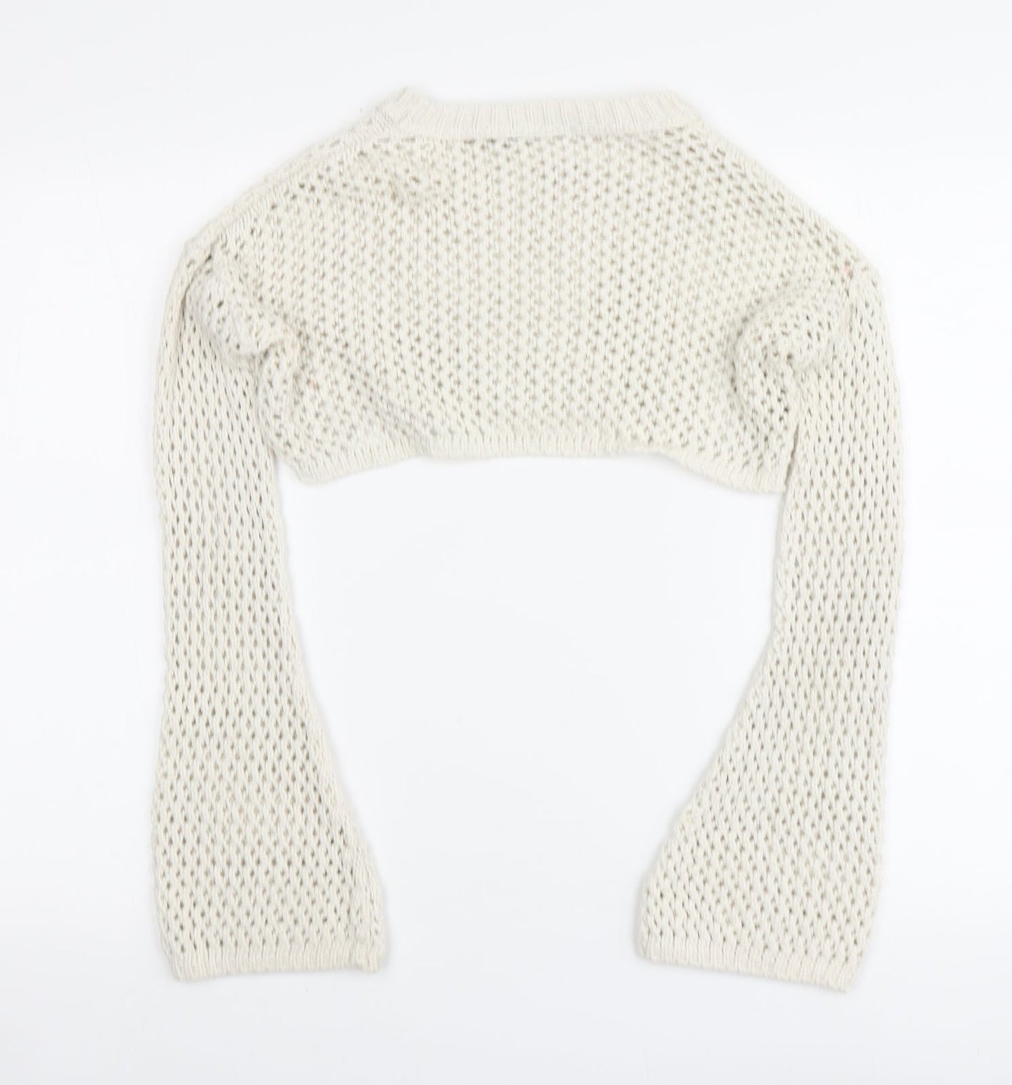 Nastygal Womens Ivory Round Neck Acrylic Pullover Jumper Size 8