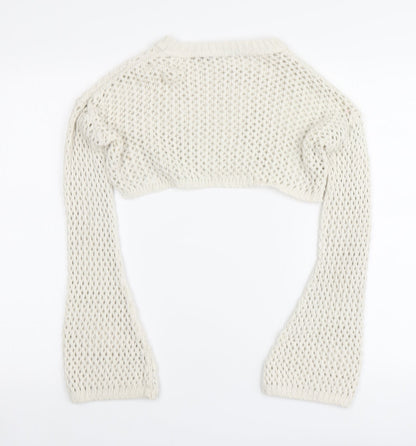 Nastygal Womens Ivory Round Neck Acrylic Pullover Jumper Size 8
