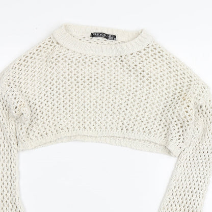 Nastygal Womens Ivory Round Neck Acrylic Pullover Jumper Size 8