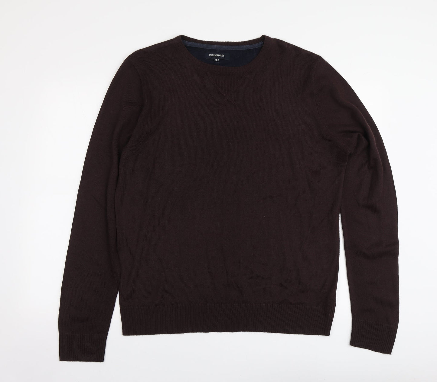 Industralize Mens Brown Round Neck Acrylic Pullover Jumper Size XL