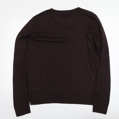 Industralize Mens Brown Round Neck Acrylic Pullover Jumper Size XL