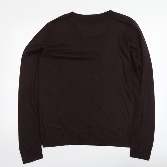 Industralize Mens Brown Round Neck Acrylic Pullover Jumper Size XL