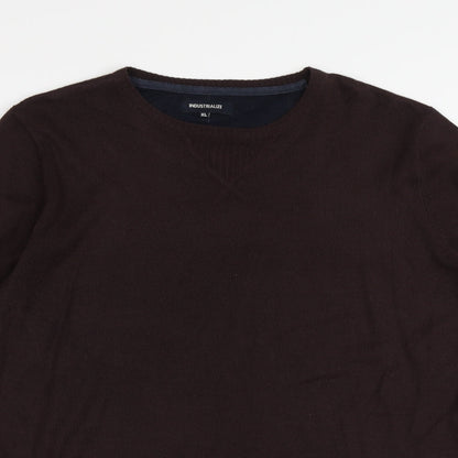 Industralize Mens Brown Round Neck Acrylic Pullover Jumper Size XL