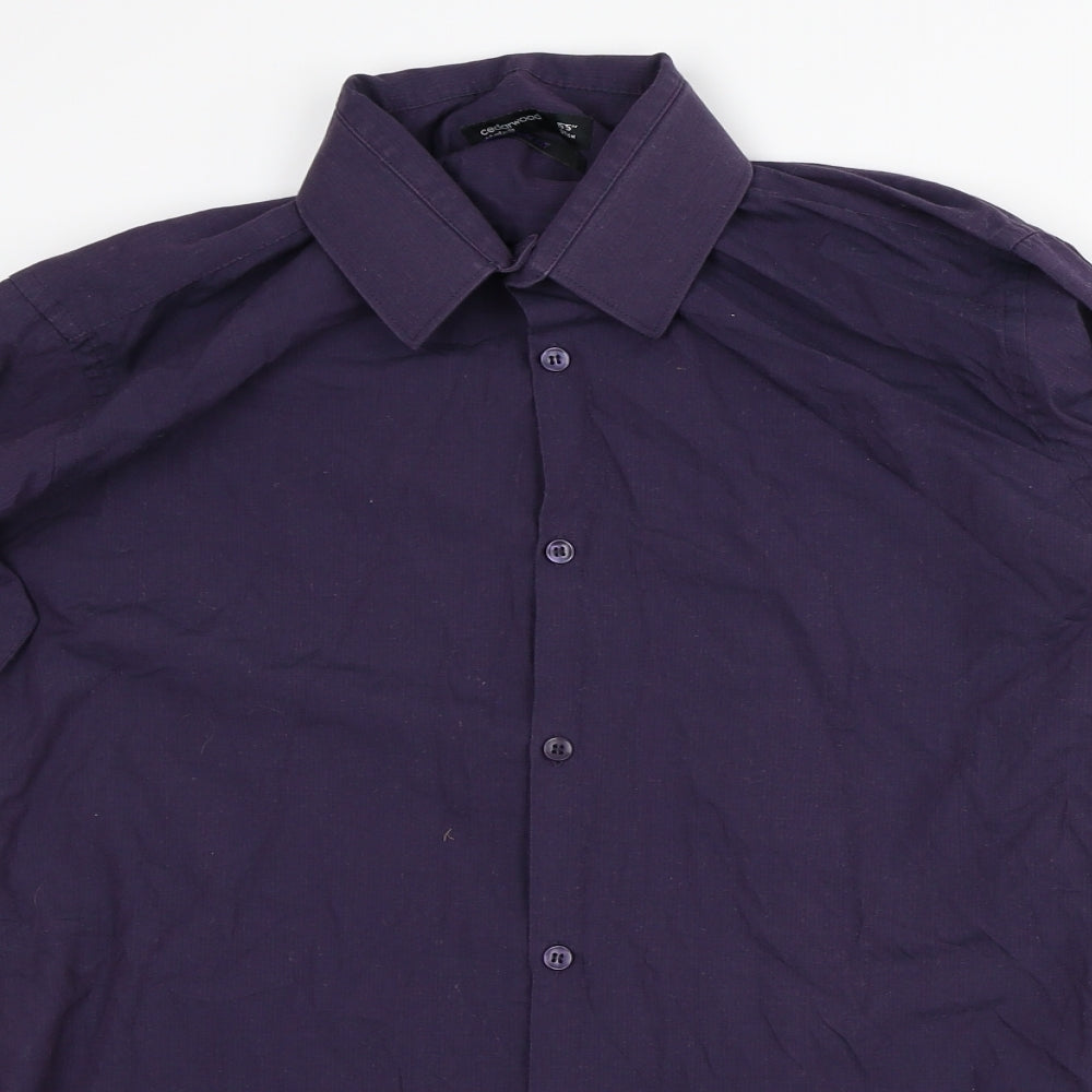 Mens UK Size M Cedar Wood State Purple  Button-Up Long Sleeve Casual Shirt