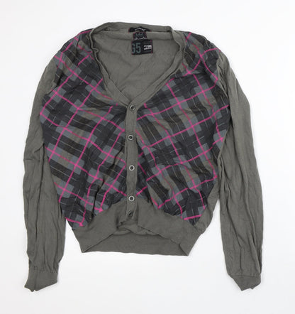 River Island Mens Green V-Neck Geometric Cotton Cardigan Jumper Size L