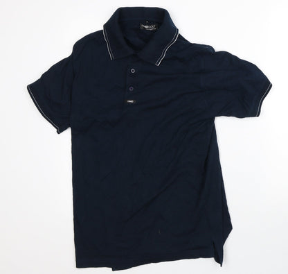 MDGolf Mens Blue Striped Polyester Polo Size M Collared