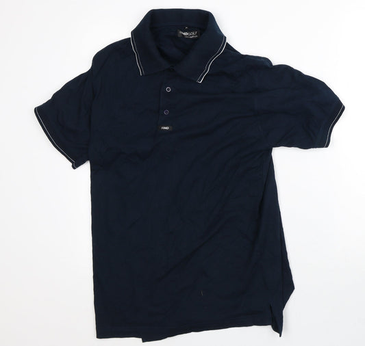 MDGolf Mens Blue Striped Polyester Polo Size M Collared