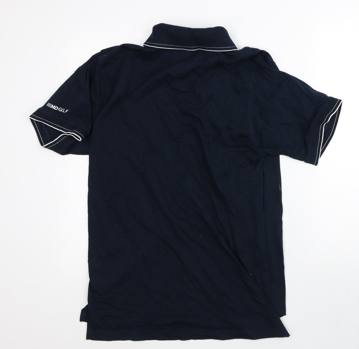 MDGolf Mens Blue Striped Polyester Polo Size M Collared