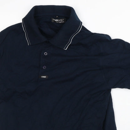 MDGolf Mens Blue Striped Polyester Polo Size M Collared